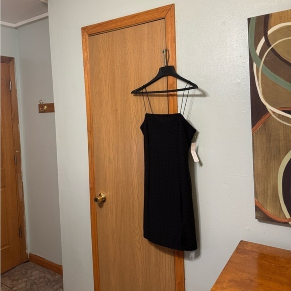 Timing NWT Size 1X Black Sleeveless w/Spaghetti Straps Above-Knee Sheath Dress